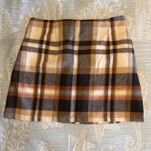 SHEIN Plaid Mini Skirt in Brown and Cream